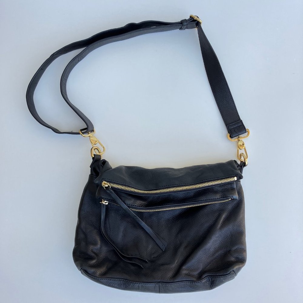 Margot Black Double Zipper Cross Body Purse